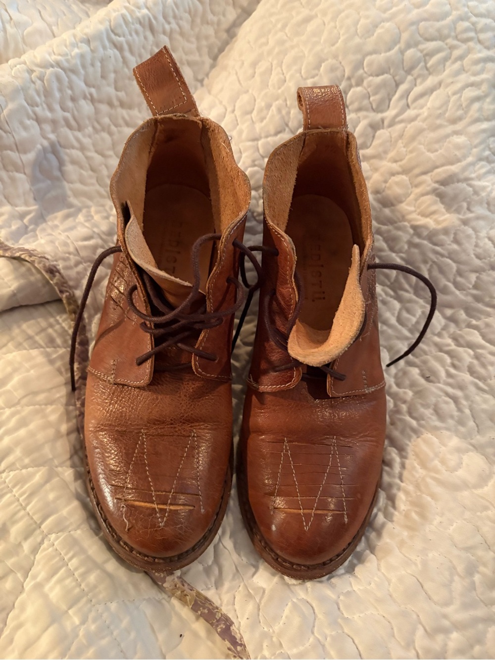 Brown Leather Womens Lace-Up Boots